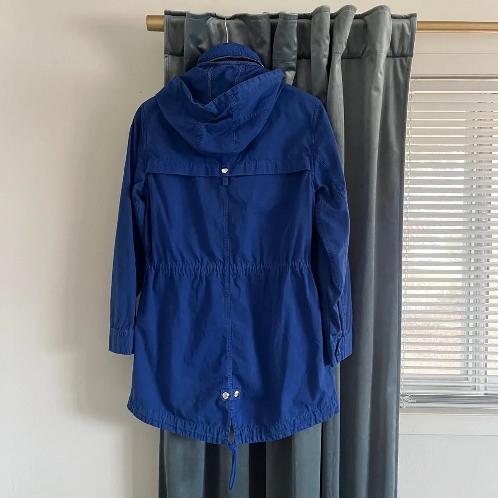 J Crew Women’s Blue Lagoon Fatigue Hooded Boyfriend Utility Jacket Cinch Waist - Picture 4 of 16